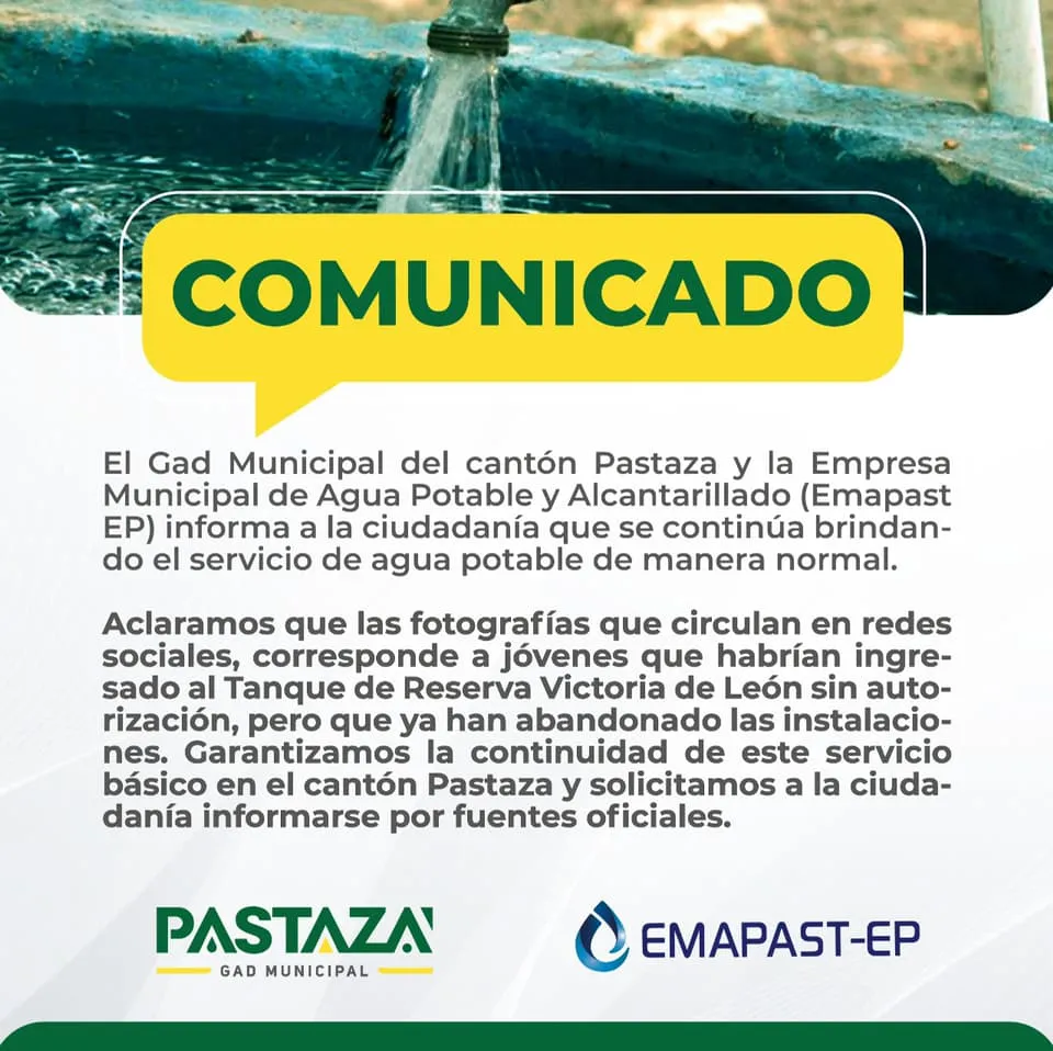 Lee más sobre el artículo Aclaración sobre foto de personas en tanque de agua en Puyo