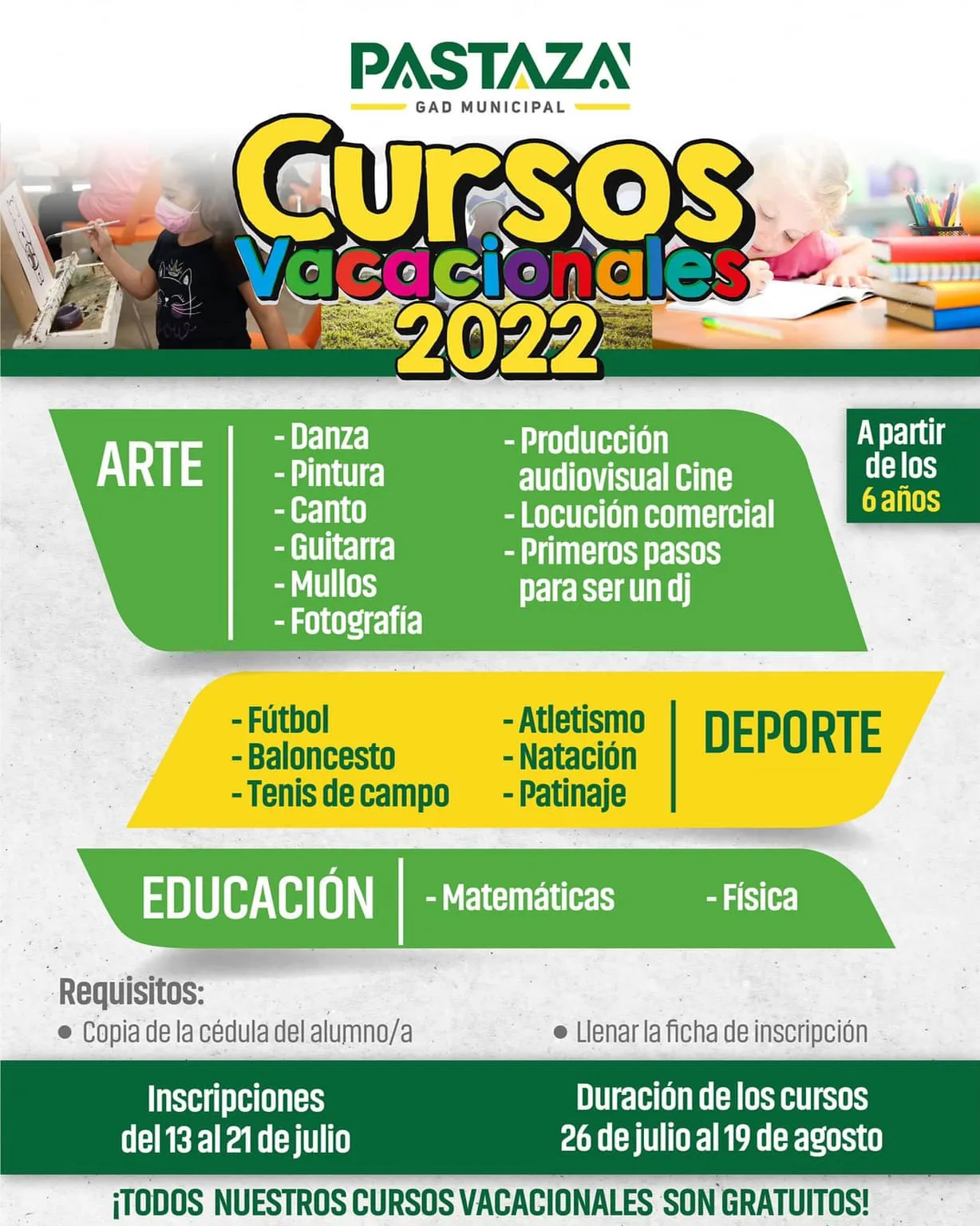 Lee más sobre el artículo CURSOS VACACIONALES 2022. 
