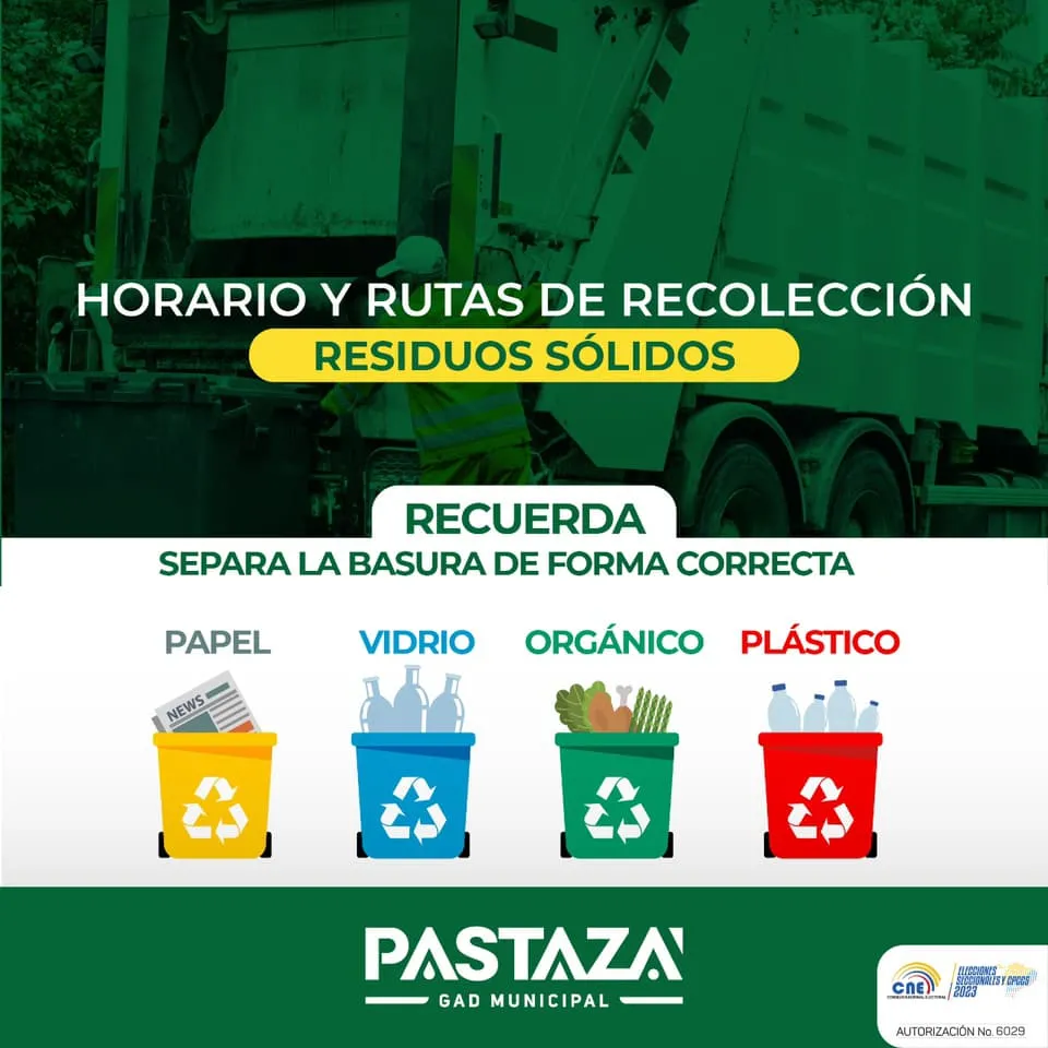 Lee más sobre el artículo Rutas y horarios de recolección de basura en Cantón Pastaza