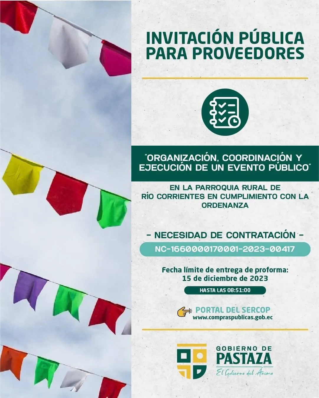 Lee más sobre el artículo Proceso de compras públicas evento público Río Corrientes.
