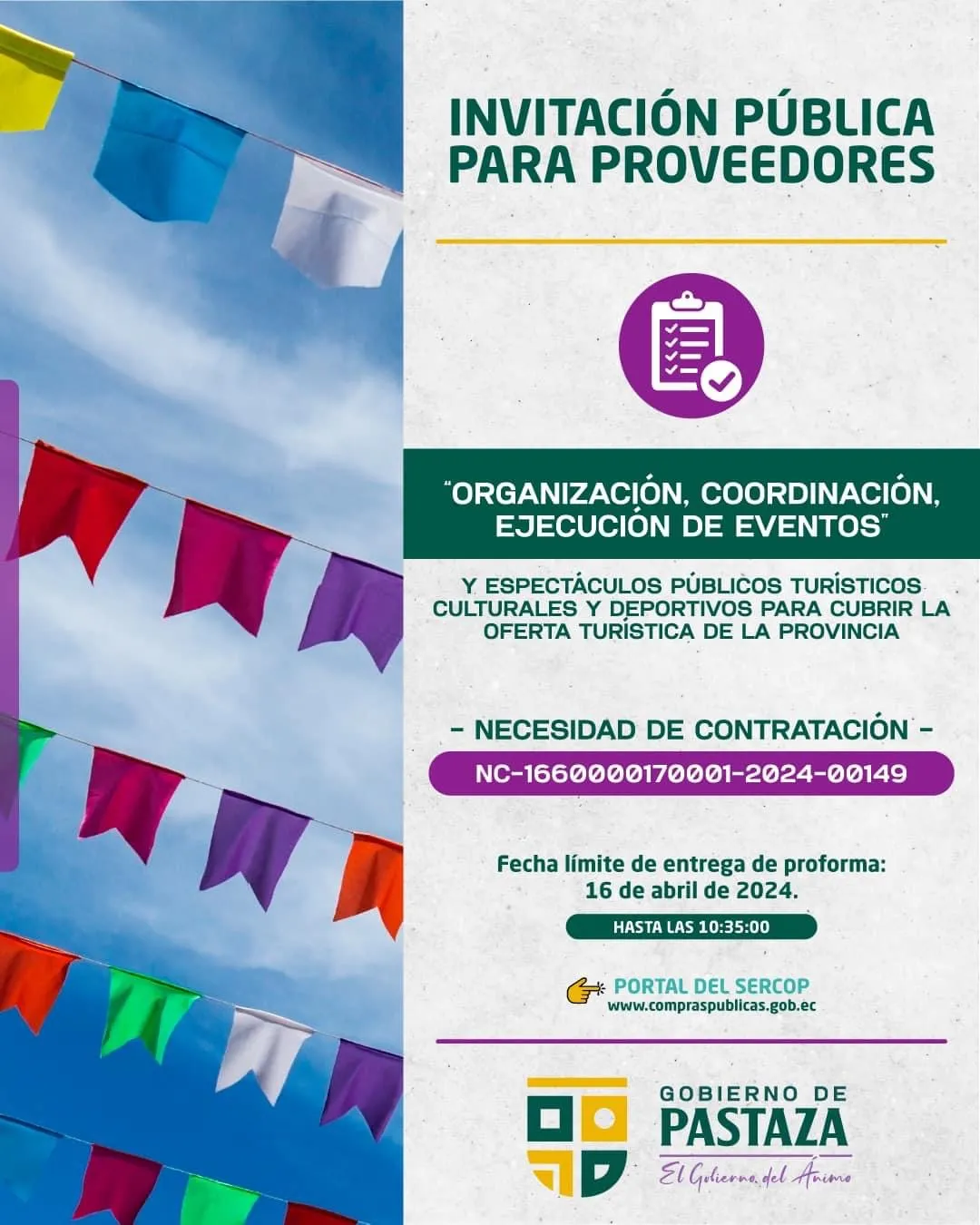 Lee más sobre el artículo Prefectura de Pastaza invita a proveedores.