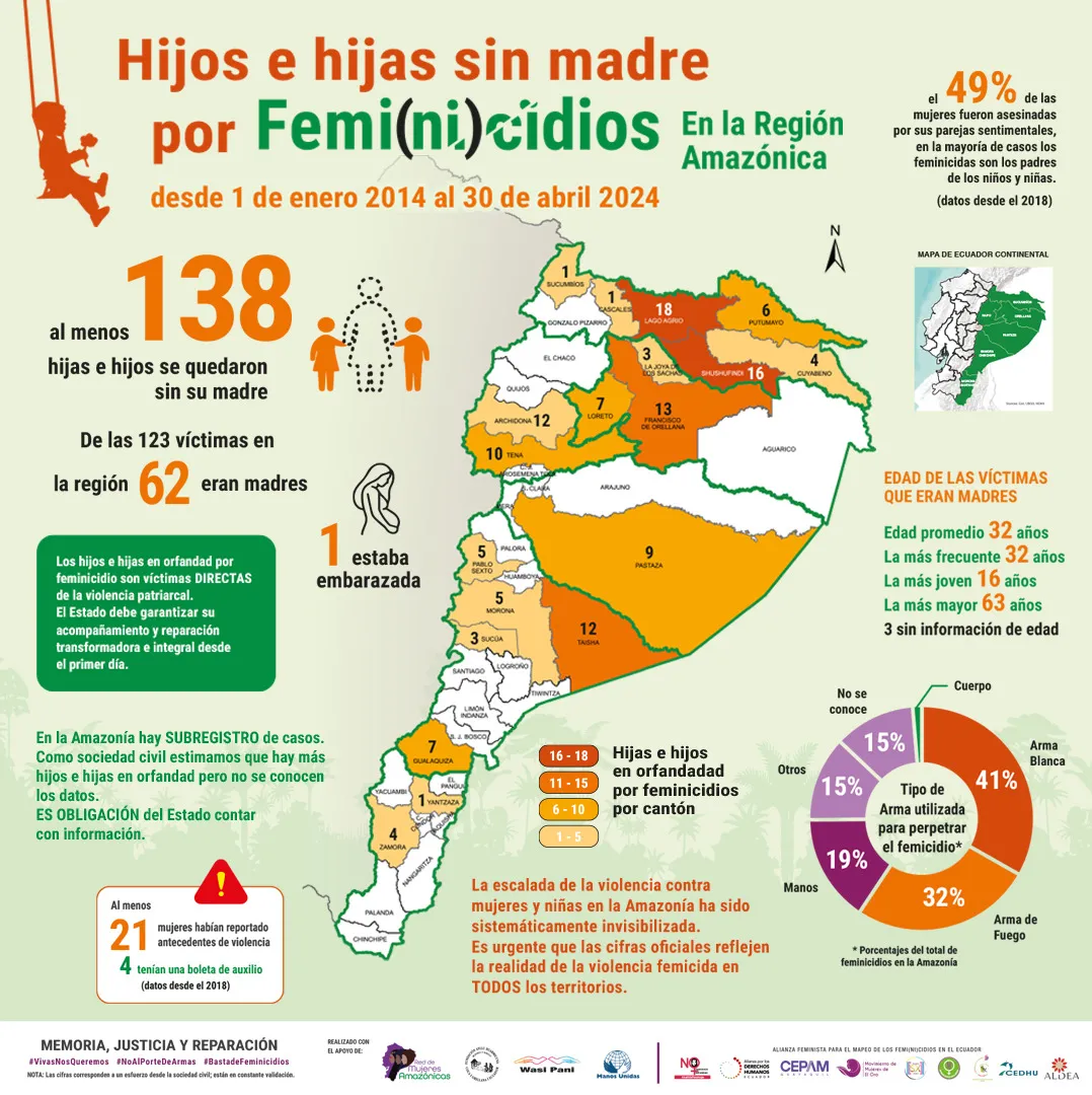 Lee más sobre el artículo Al menos 138 huérfanos por femicidio en la Amazonía registra Aldea entre enero y abril del 2024