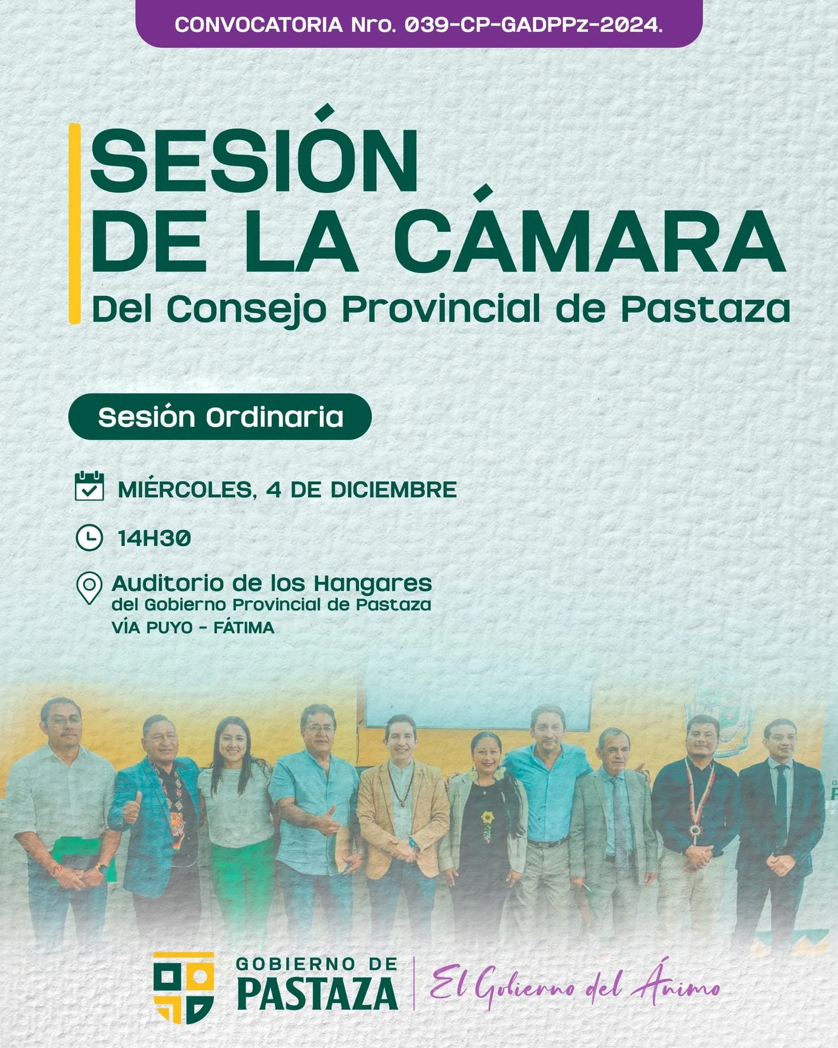 Lee más sobre el artículo Sesión ordinaria Consejo Provincial Pastaza.