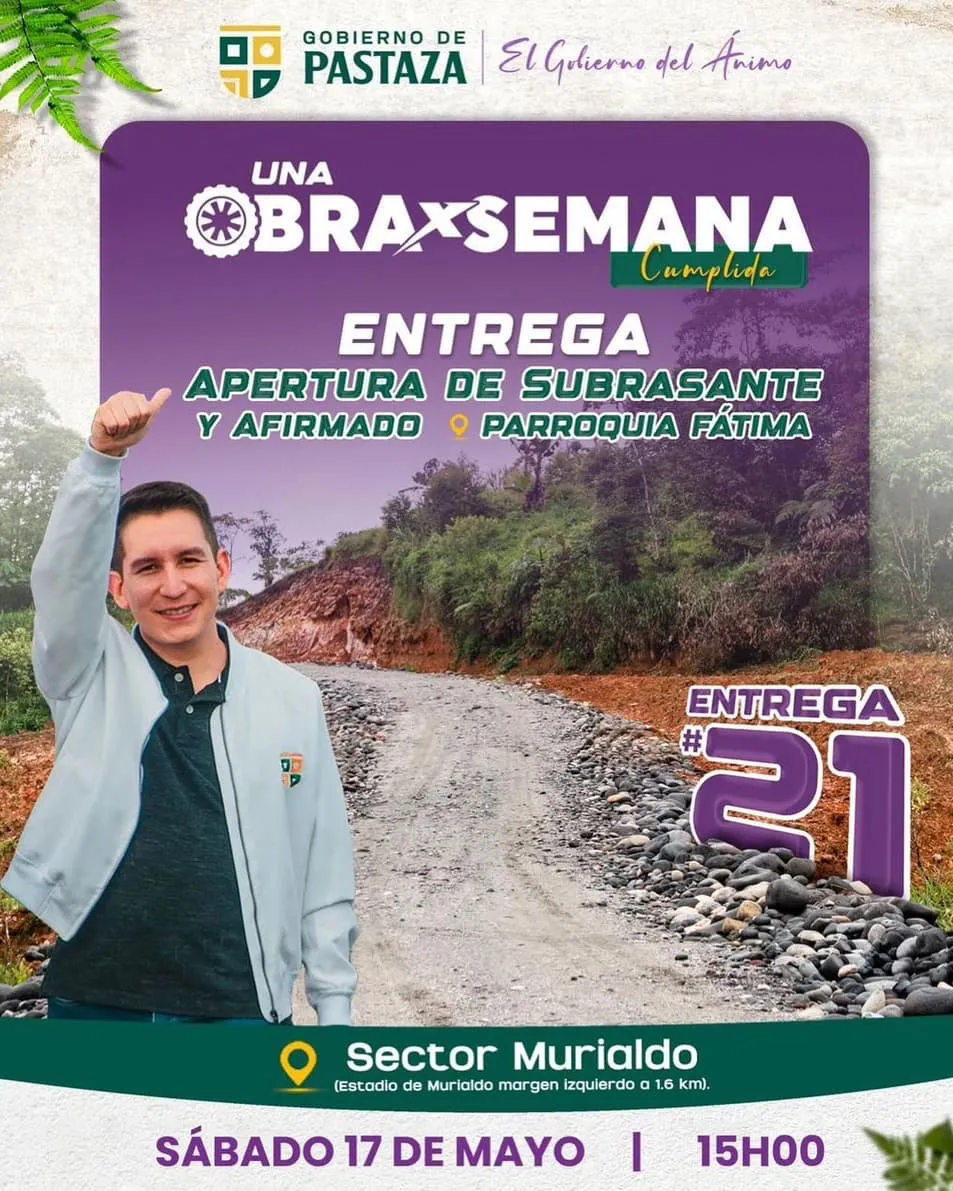 Lee más sobre el artículo Fátima recibe avance vial por Prefectura de Pastaza.