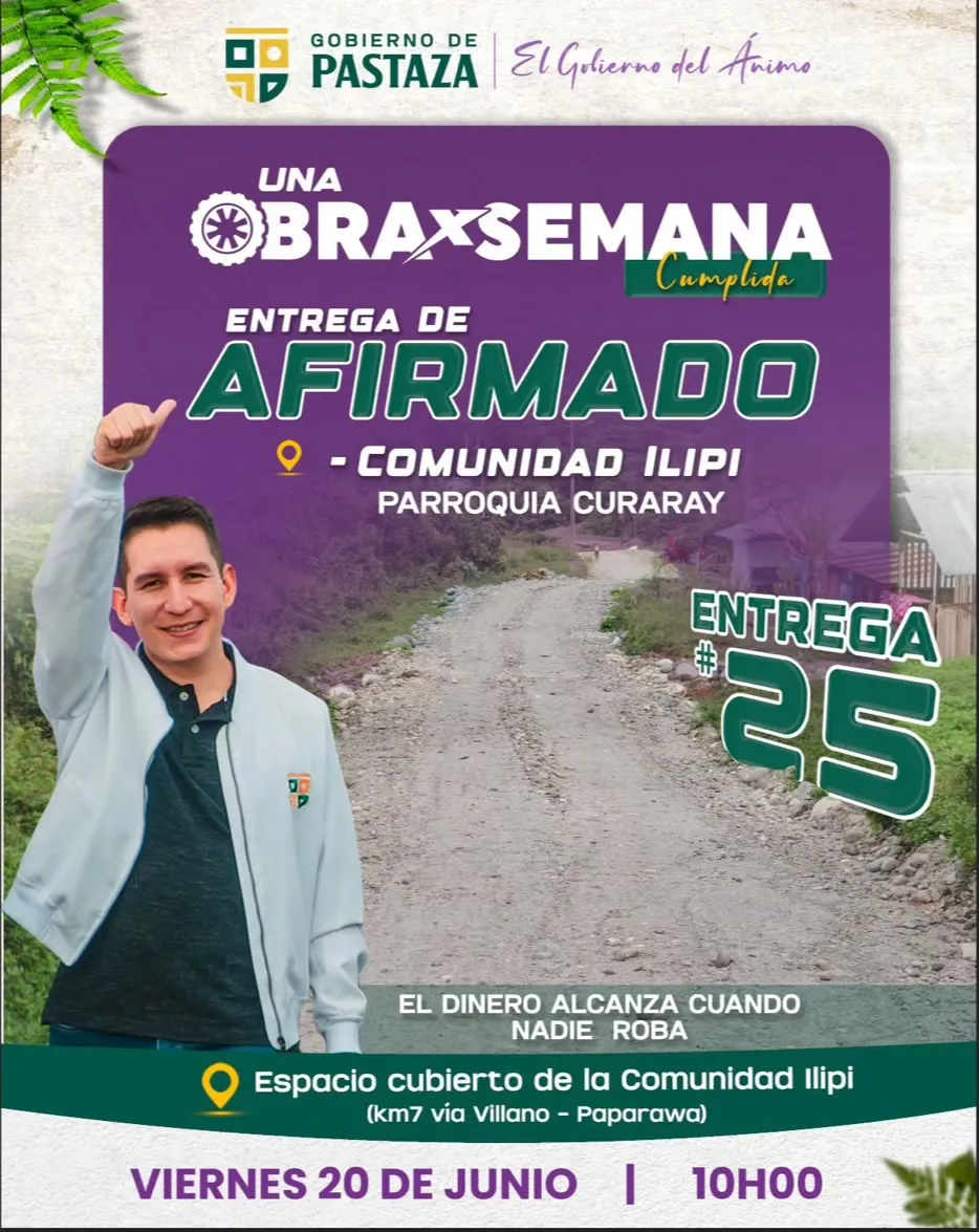Lee más sobre el artículo Prefectura de Pastaza entrega afirmado en Curaray