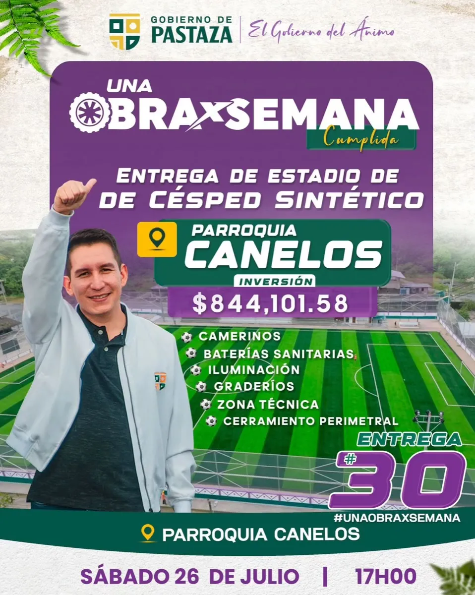 Lee más sobre el artículo Entrega de estadio césped sintético en Canelos.