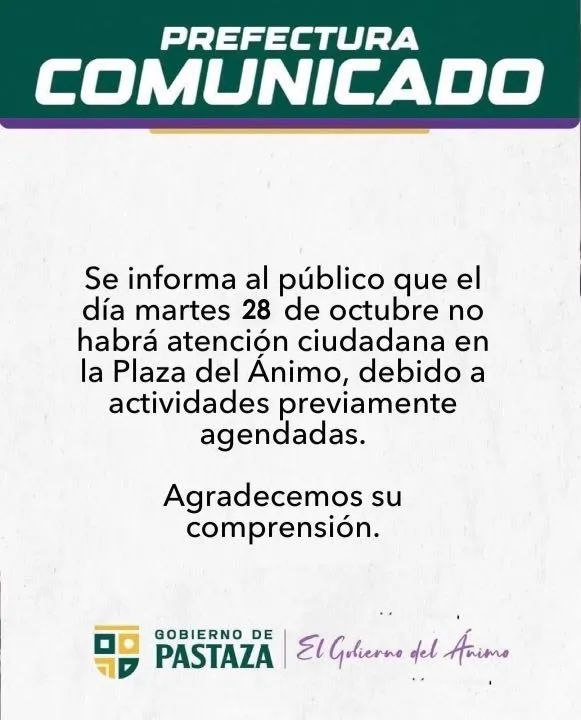 Lee más sobre el artículo Prefectura de Pastaza comunica.